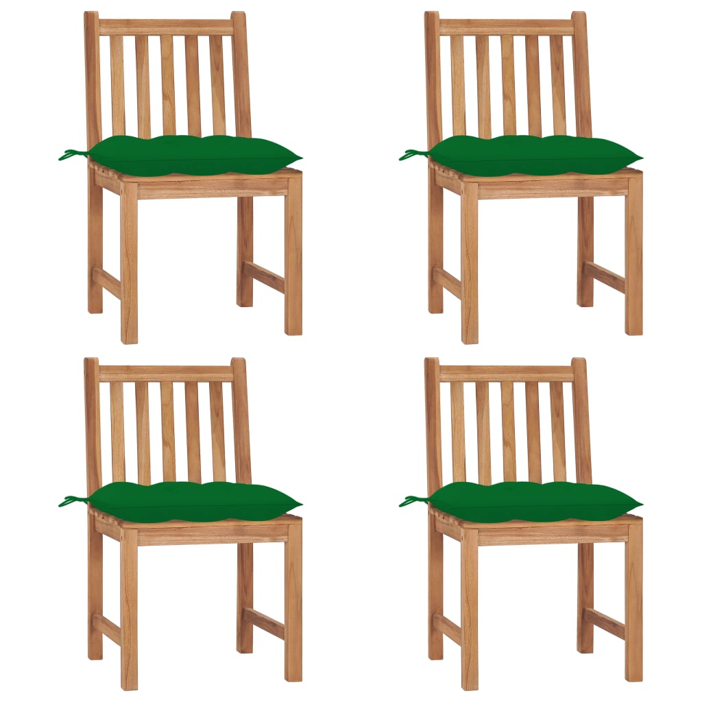 Chaises de jardin 8 pcs avec coussins en teck massif