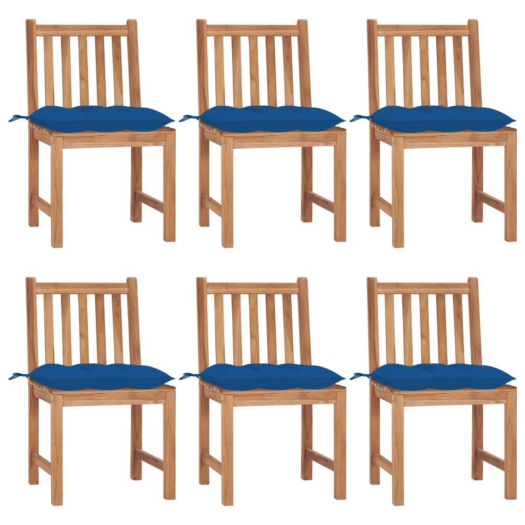 Chaises de jardin 8 pcs avec coussins en teck massif