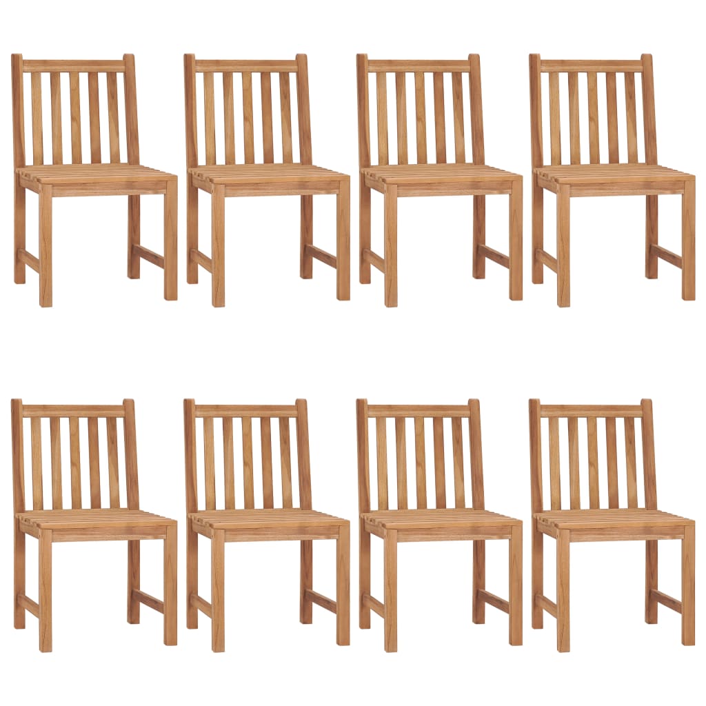 Chaises de jardin 8 pcs avec coussins en teck massif