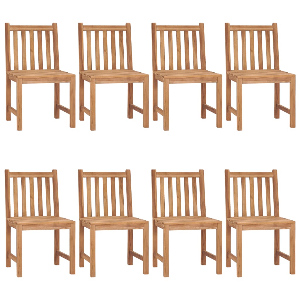 Chaises de jardin 8 pcs avec coussins en teck massif