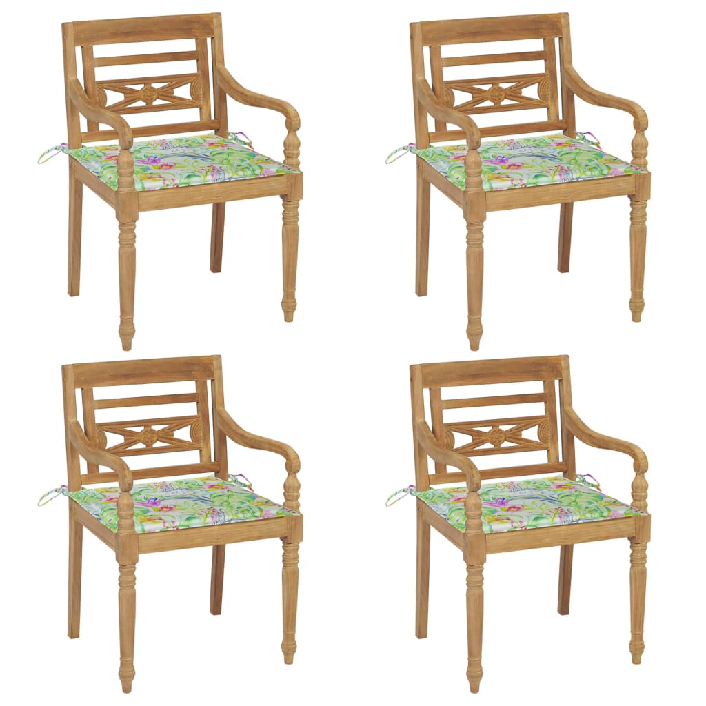 Chaises Batavia 6 pcs avec coussins en teck massif