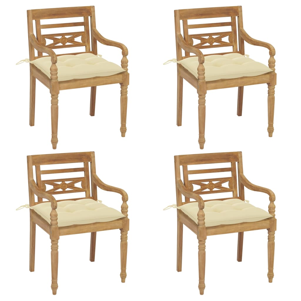 Chaises Batavia 2 pcs avec coussins bleu clair en bois de teck massif