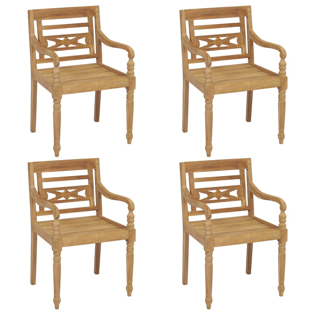 Chaises Batavia 2 pcs avec coussins bleu clair en bois de teck massif