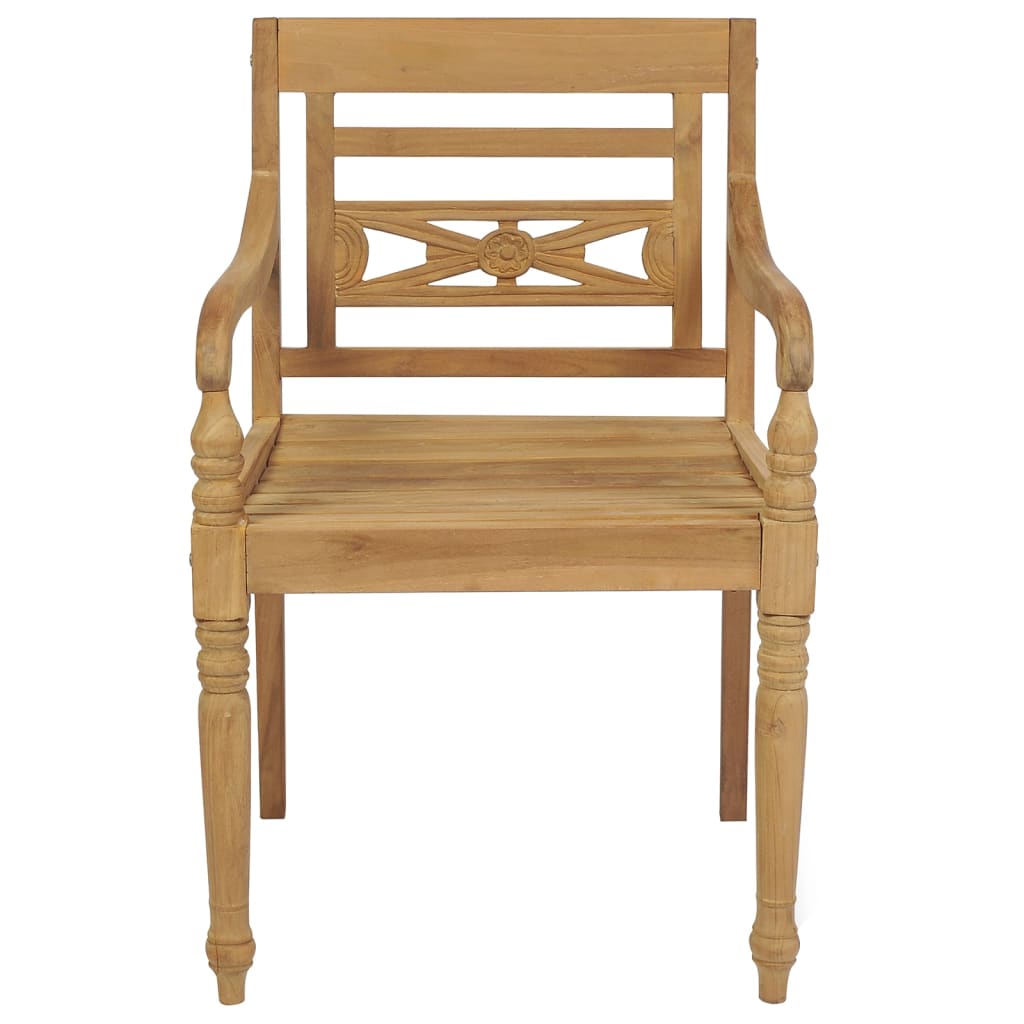 Chaises Batavia 2 pcs avec coussins bleu clair en bois de teck massif