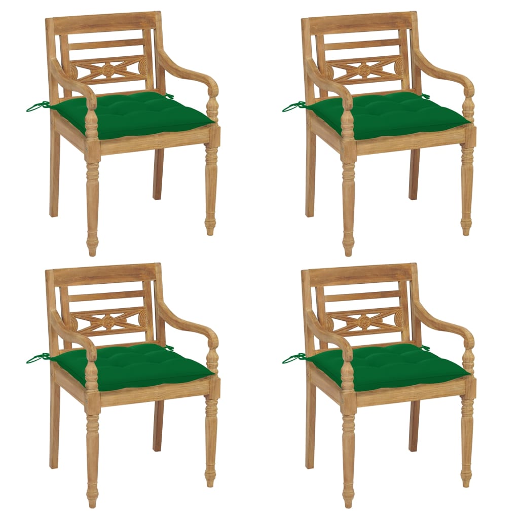 Chaises Batavia 2 pcs avec coussins bleu clair en bois de teck massif