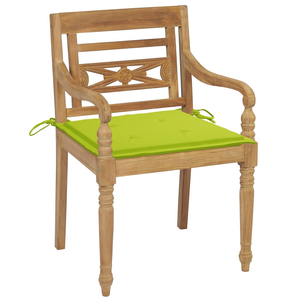 Chaises Batavia 6 pcs avec coussins en teck massif