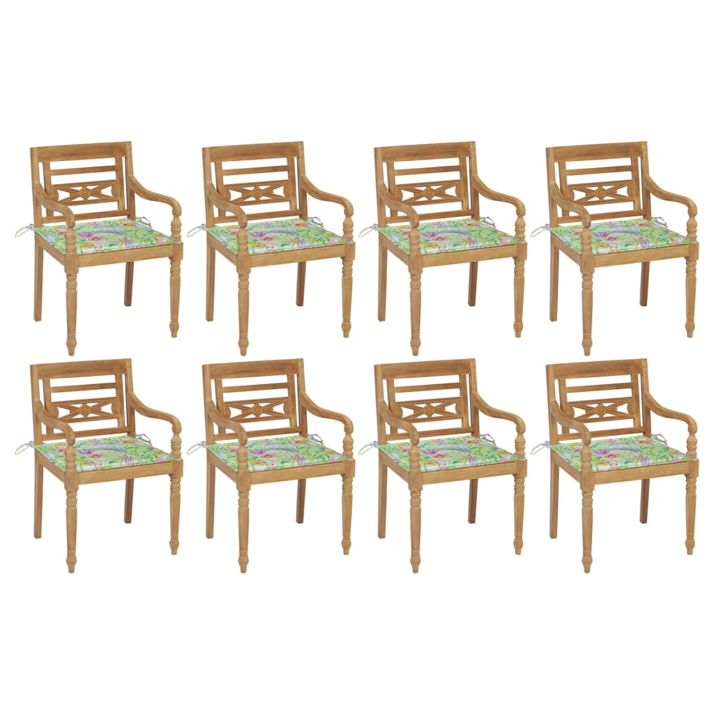 Chaises Batavia 6 pcs avec coussins en teck massif