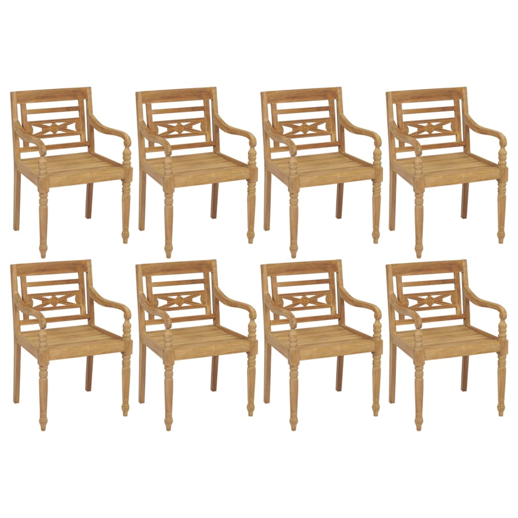 Chaises Batavia 6 pcs avec coussins en teck massif