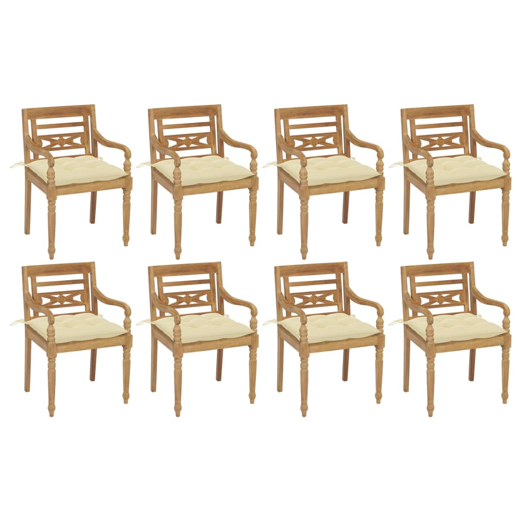 Chaises Batavia 2 pcs avec coussins bleu clair en bois de teck massif