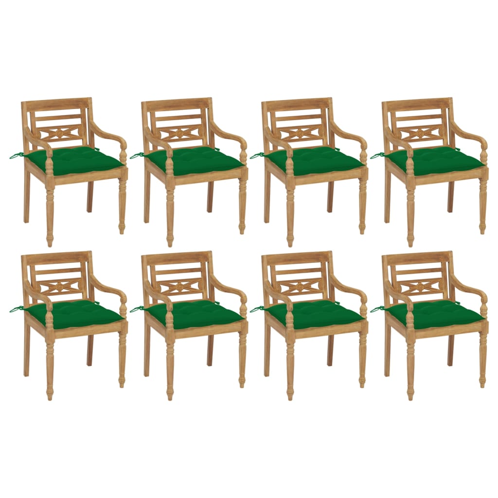 Chaises Batavia 2 pcs avec coussins bleu clair en bois de teck massif