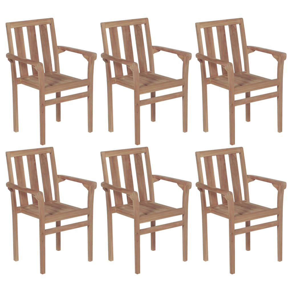 Chaises de jardin 6 pcs empilables en bois de teck massif