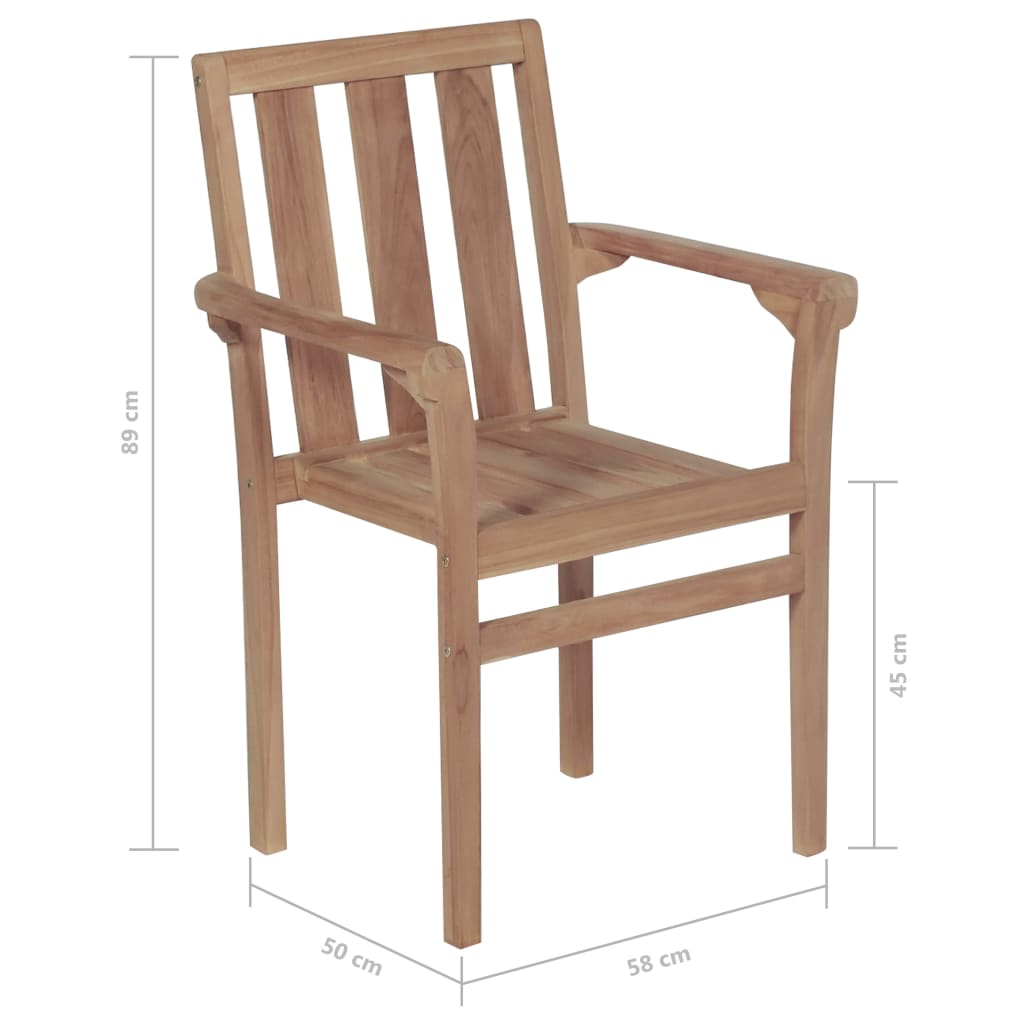 Chaises de jardin 6 pcs empilables en bois de teck massif