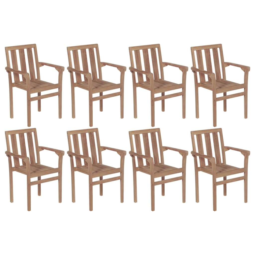 Chaises de jardin 6 pcs empilables en bois de teck massif