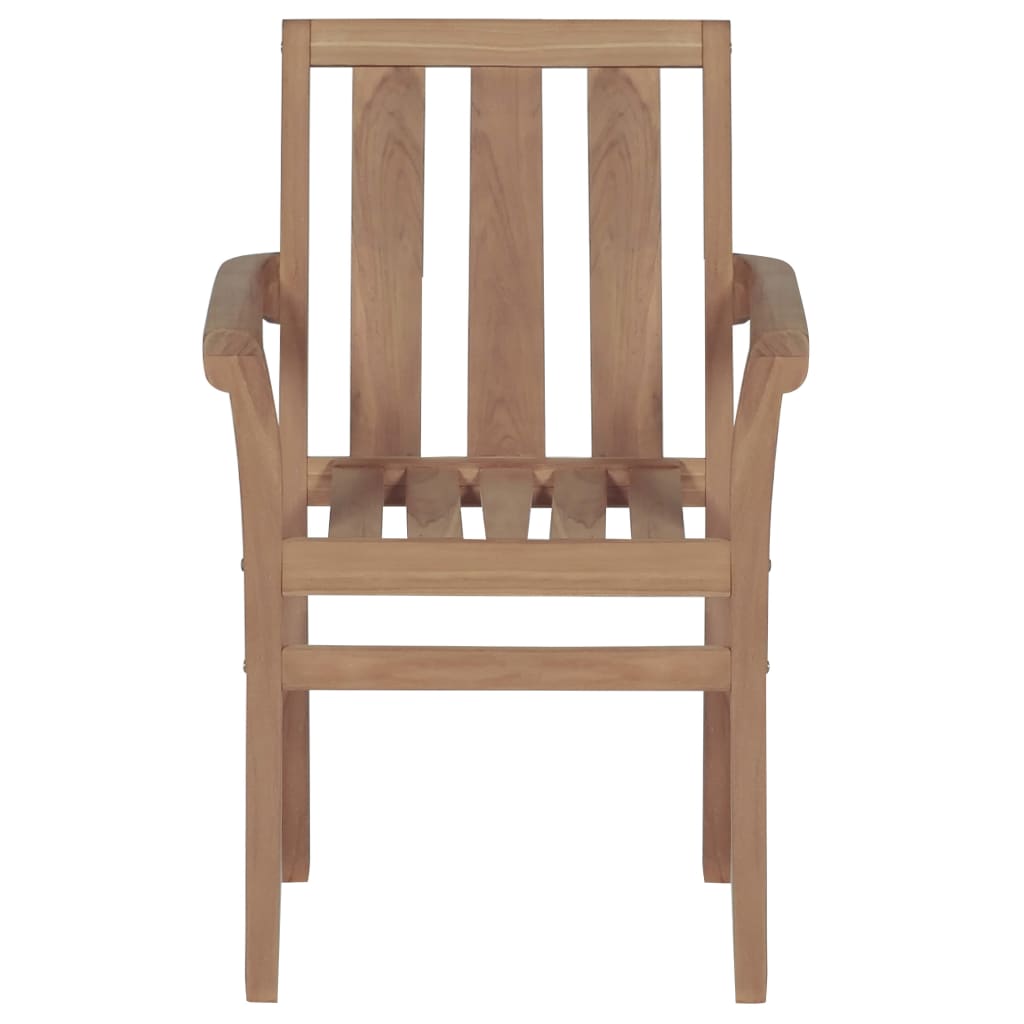 Chaises de jardin 4 pcs empilables avec coussins en bois de teck massif