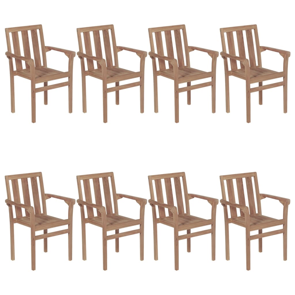 Chaises de jardin empilables 6 pcs avec coussins en teck massif