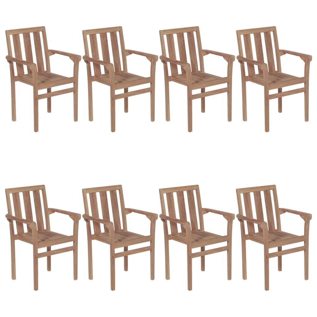 Chaises de jardin empilables 6 pcs avec coussins en teck massif