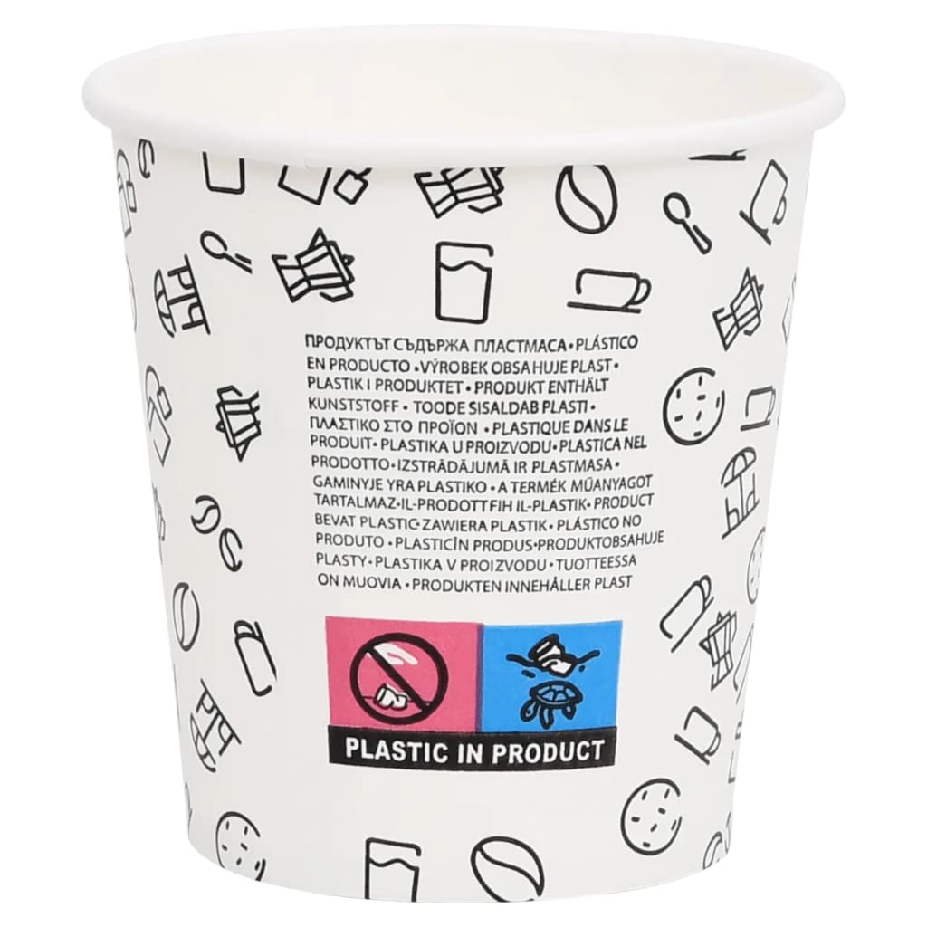 250 pcs Tasses à café 200 ml en papier blanc et noir