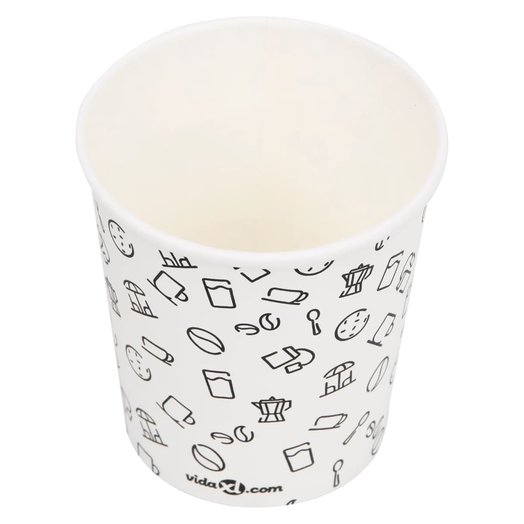 250 pcs Tasses à café 200 ml en papier blanc et noir