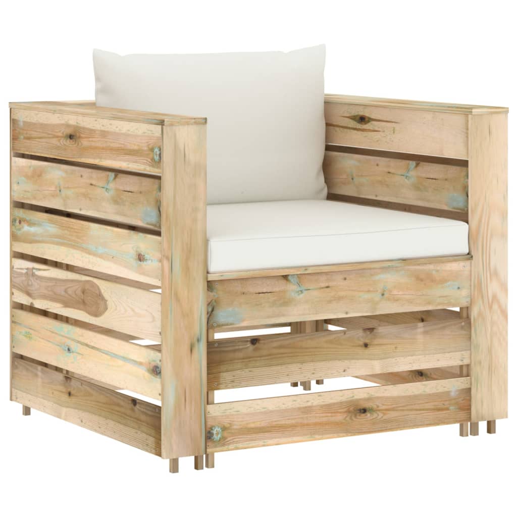 Ensemble Lounge 2 pièces avec coussins en bois imprégné vert