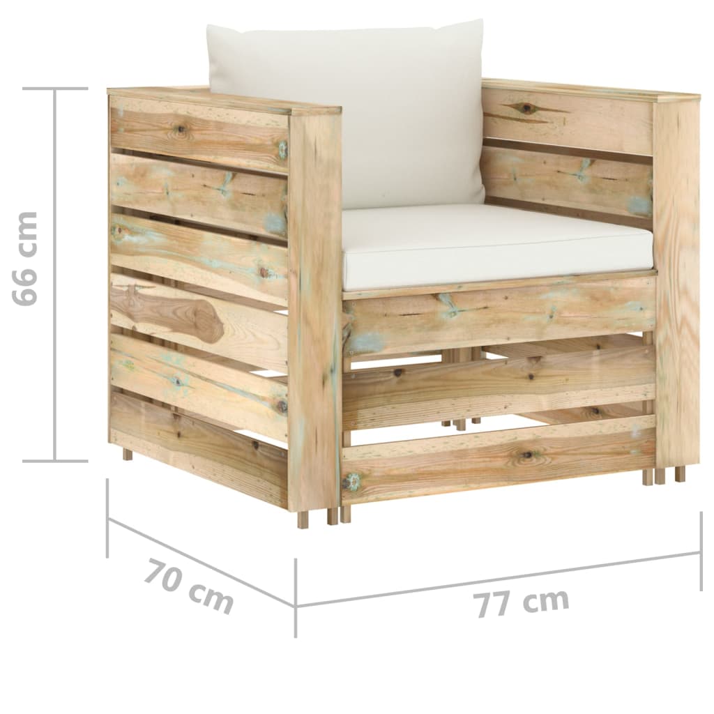 Ensemble Lounge 2 pièces avec coussins en bois imprégné vert