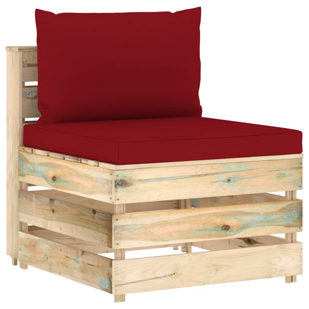 Ensemble de salon 3 pièces avec coussins en bois imprégné