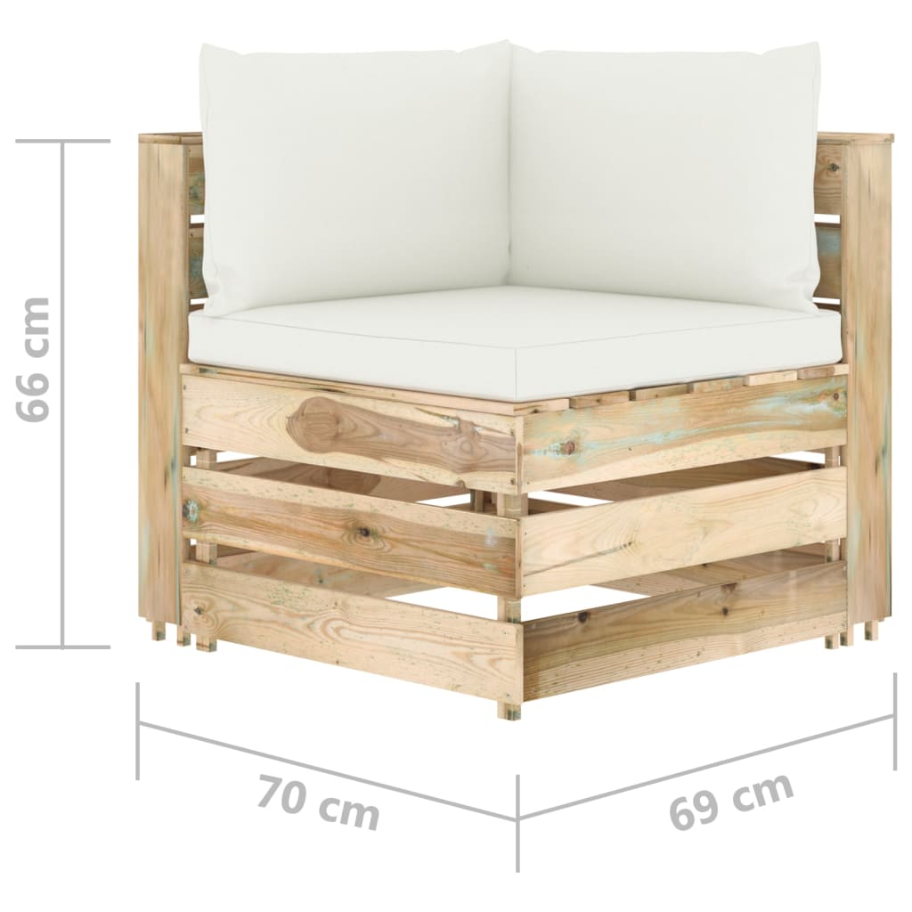 3-delige Loungeset met kussens geïmpregneerd hout