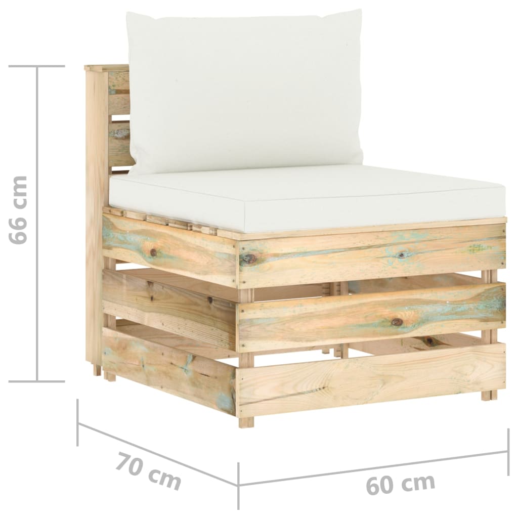 3-delige Loungeset met kussens geïmpregneerd hout