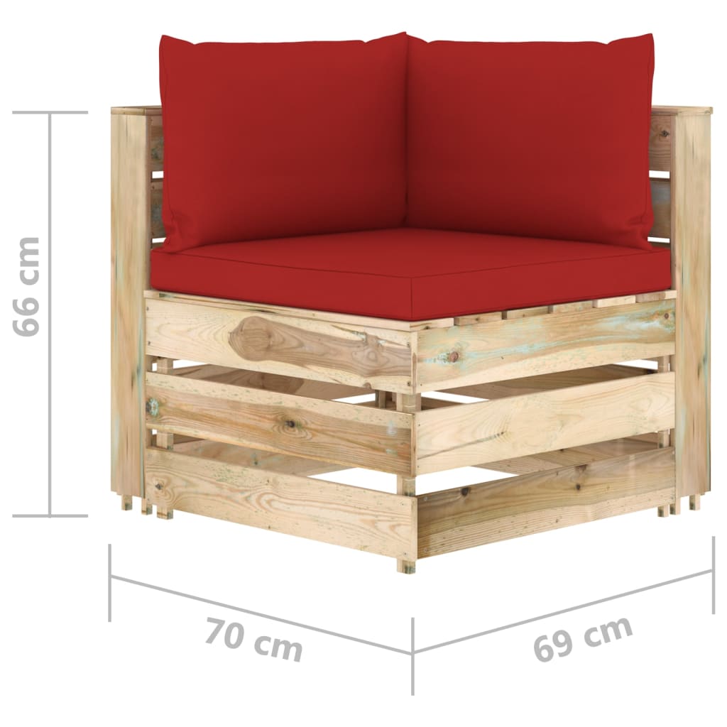 3-delige Loungeset met kussens geïmpregneerd hout