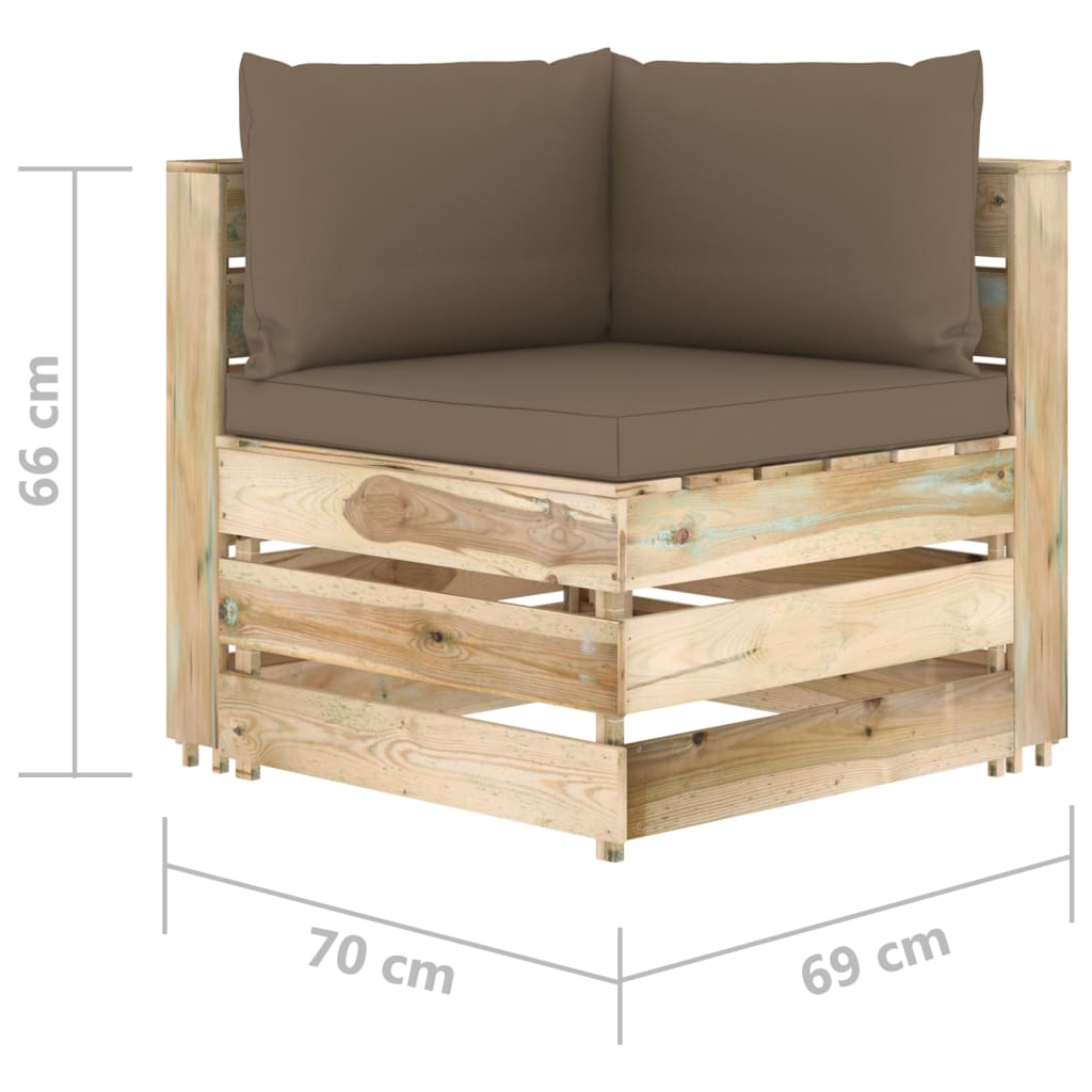 5-delige Loungeset met kussens geïmpregneerd hout