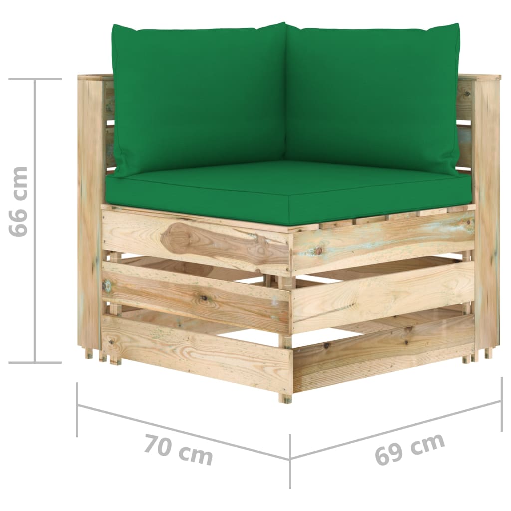 6-delige Loungeset met kussens geïmpregneerd hout