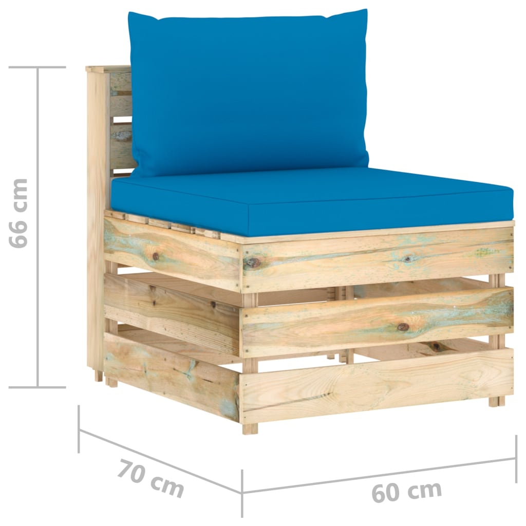 Ensemble de salon 9 pièces avec coussins en bois imprégné