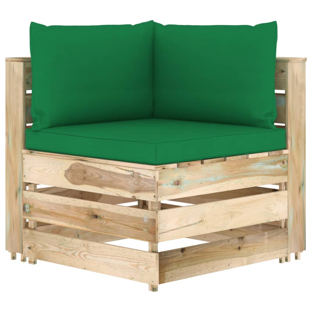 Ensemble de salon 9 pièces avec coussins en bois imprégné