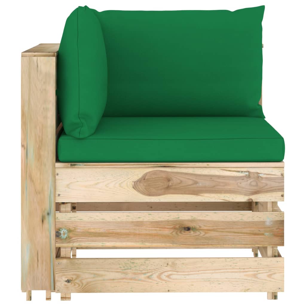 Ensemble de salon 9 pièces avec coussins en bois imprégné