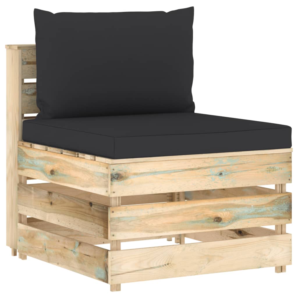 Ensemble de salon 9 pièces avec coussins en bois imprégné