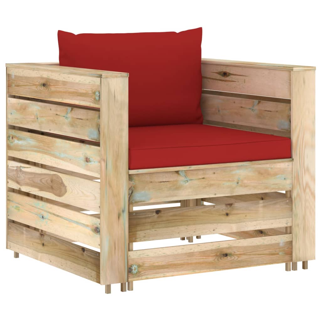 Ensemble de salon 12 pièces avec coussins en bois imprégné