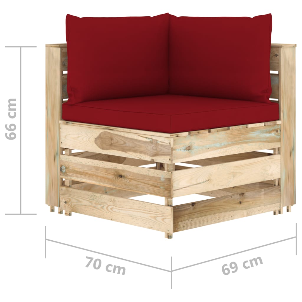 12-delige Loungeset met kussens geïmpregneerd hout