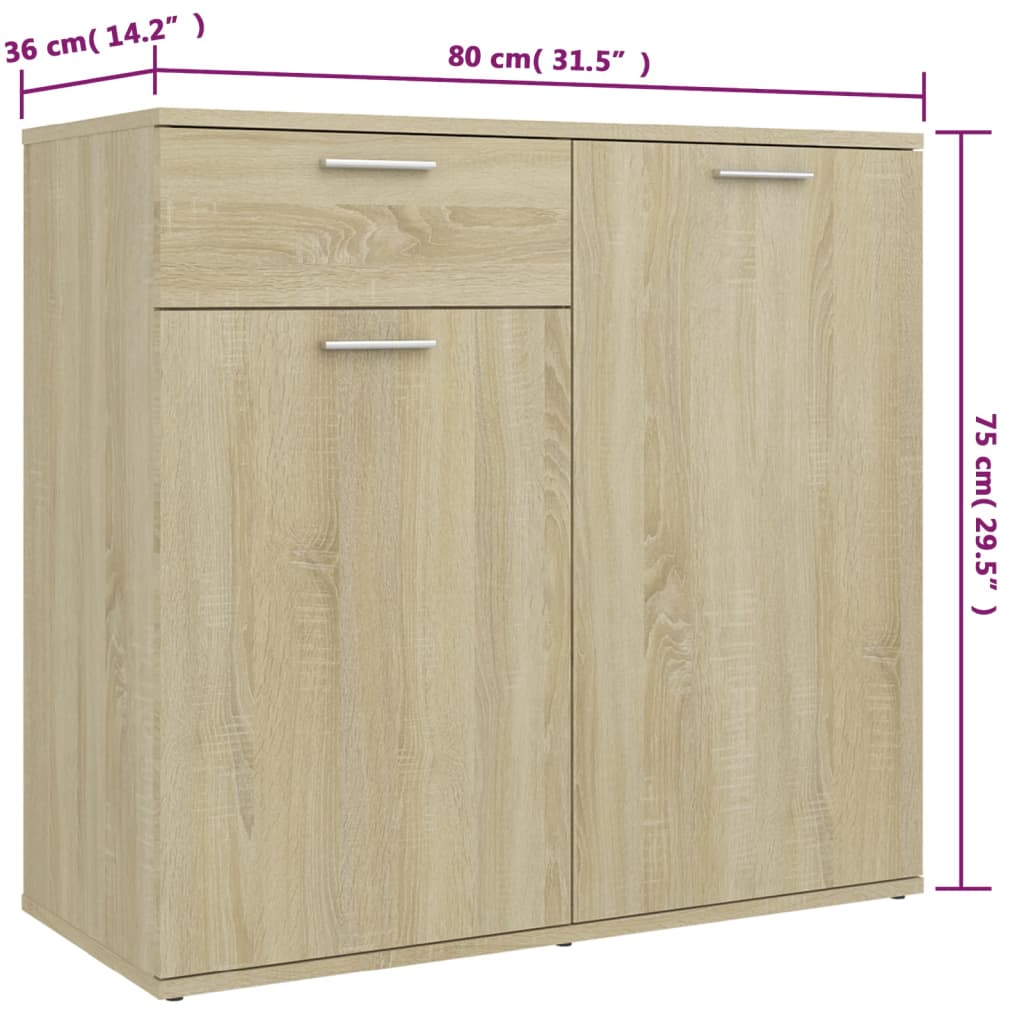 Dressoir 80x36x75 cm bewerkt hout