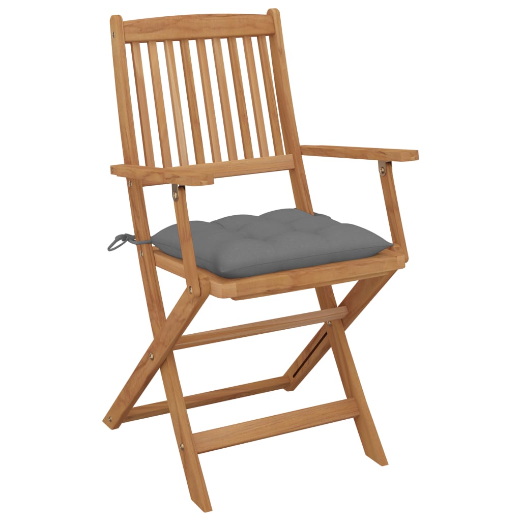 Chaises de jardin 8 pcs pliables avec coussins en bois d'acacia massif