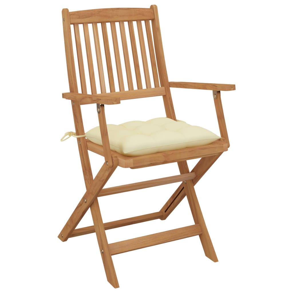 Chaises de jardin 8 pcs pliables avec coussins en bois d'acacia massif