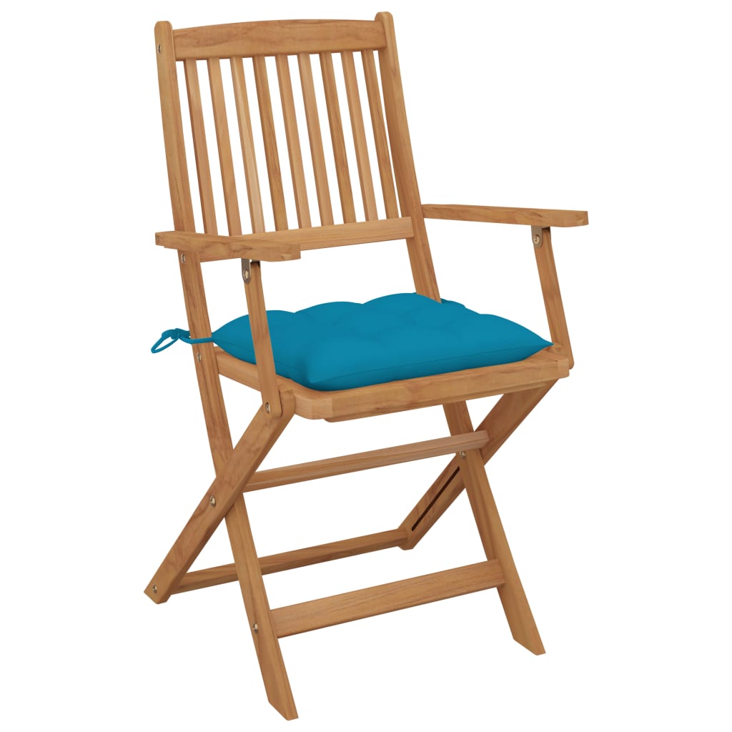 Chaises de jardin 8 pcs pliables avec coussins en bois d'acacia massif