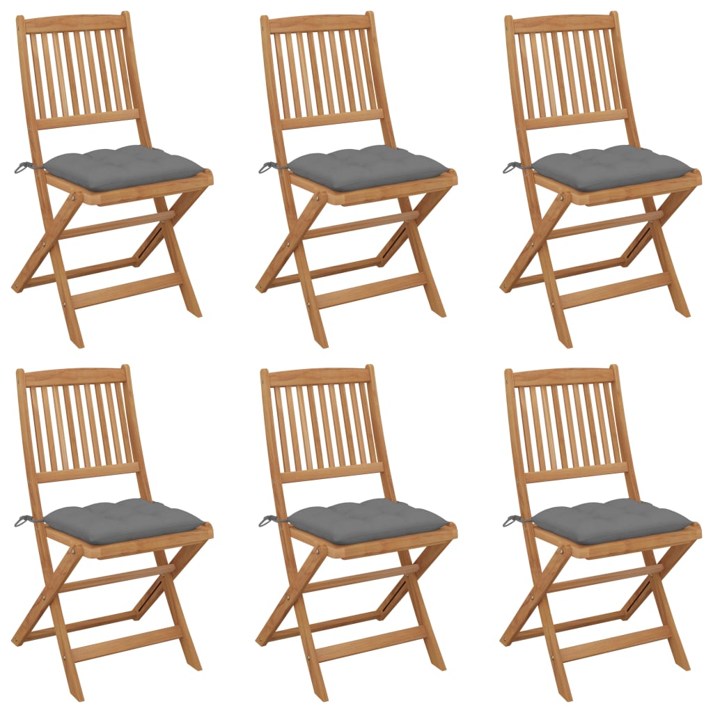 Chaises de jardin 8 pcs pliables avec coussins en bois d'acacia massif