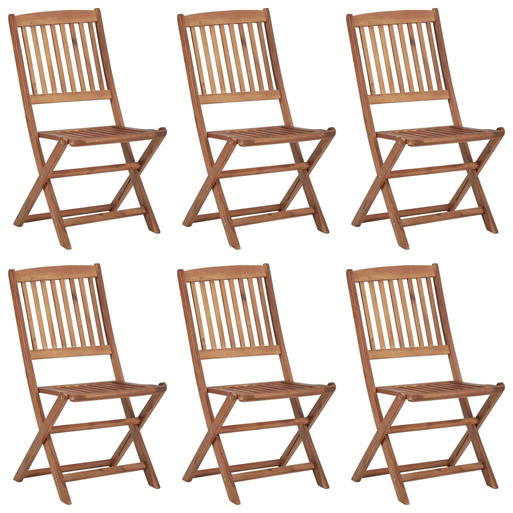 Chaises de jardin 8 pcs pliables avec coussins en bois d'acacia massif