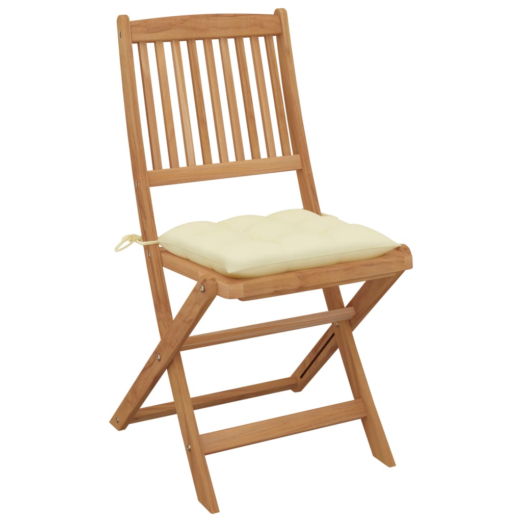 Chaises de jardin 8 pcs pliables avec coussins en bois d'acacia massif