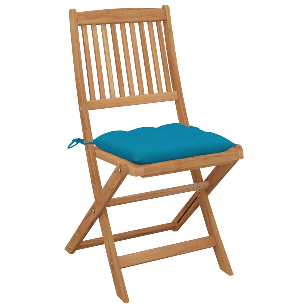 Chaises de jardin 8 pcs pliables avec coussins en bois d'acacia massif