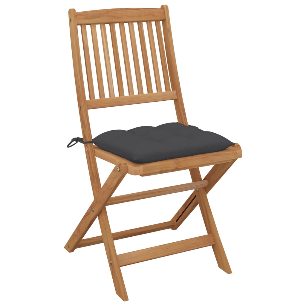 Chaises de jardin 8 pcs pliables avec coussins en bois d'acacia massif