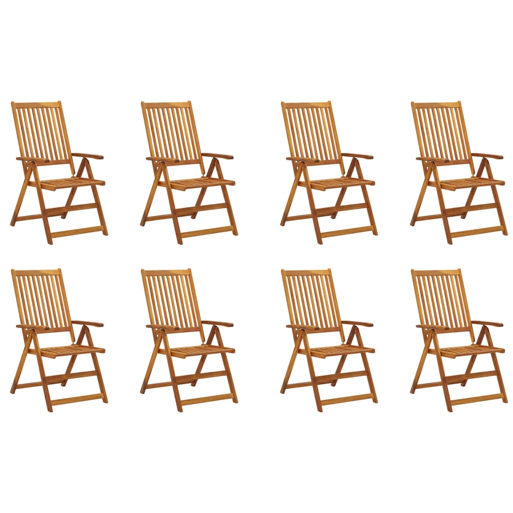 Chaises de jardin pliantes 3 pcs en bois d'acacia massif