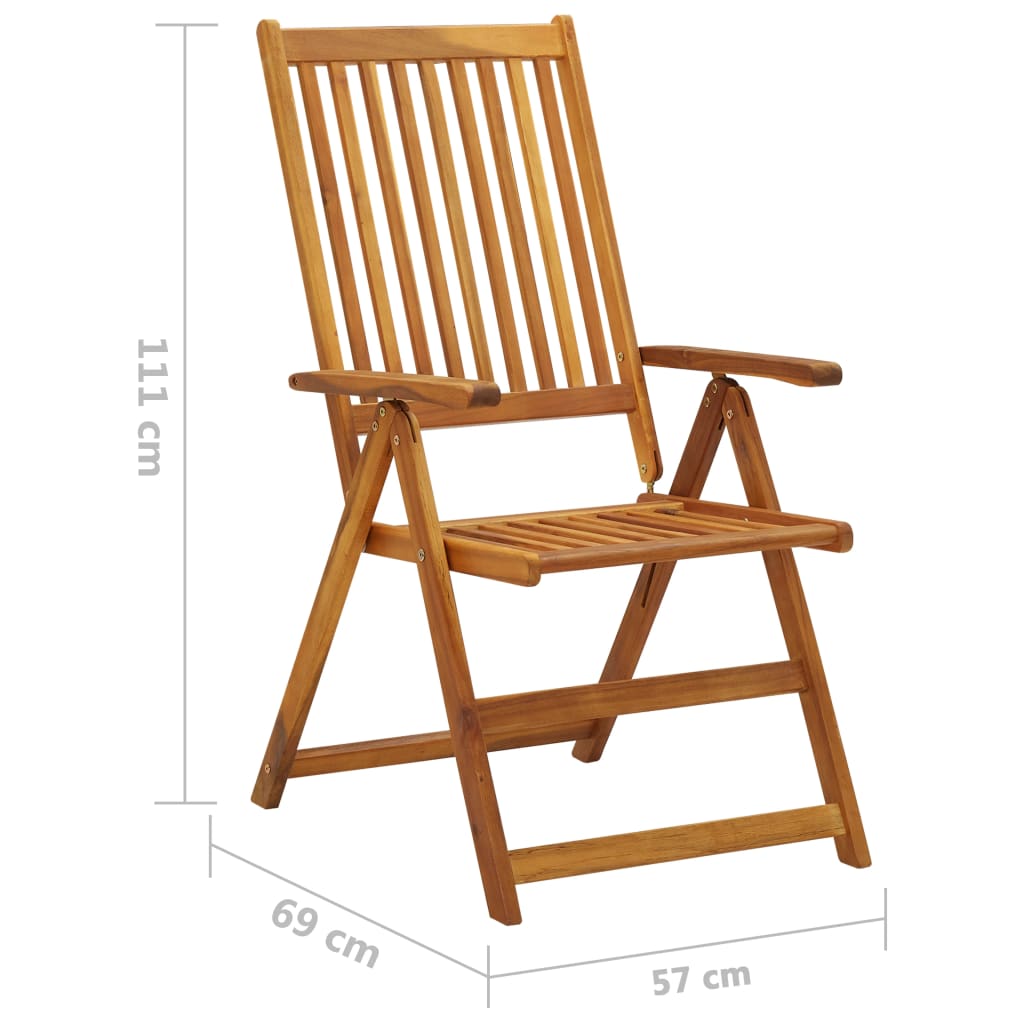 Chaises de jardin pliantes 3 pcs en bois d'acacia massif