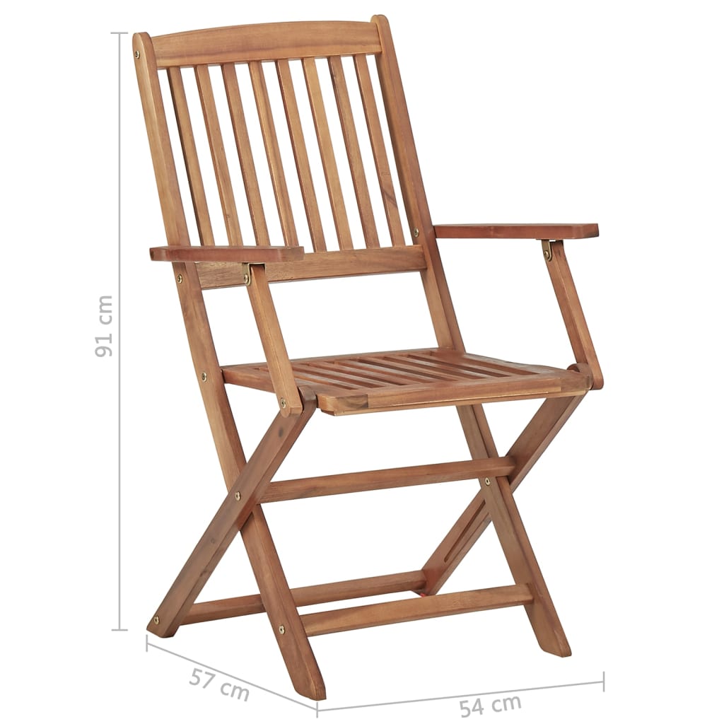 Chaises de jardin 8 pcs pliables avec coussins en bois d'acacia massif