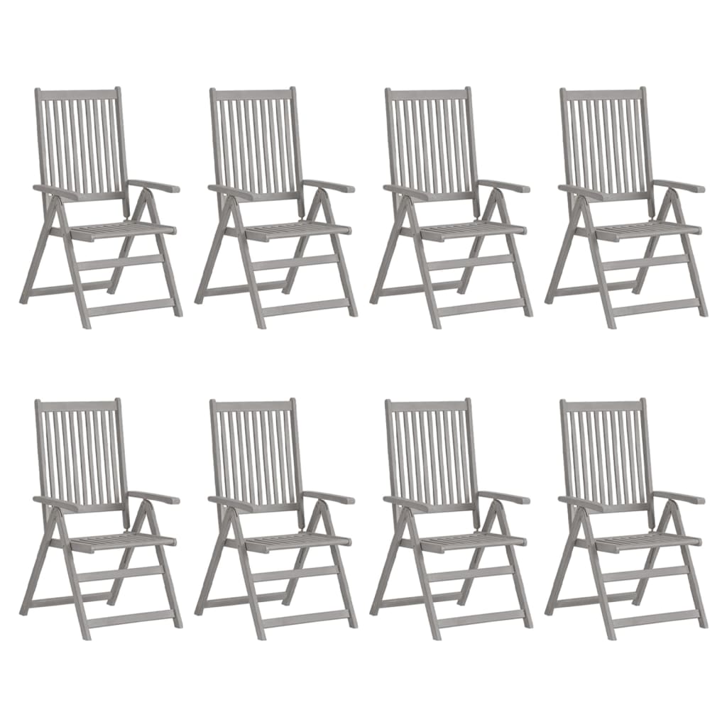 Chaises de jardin 6 pcs réglables en bois d'acacia massif gris