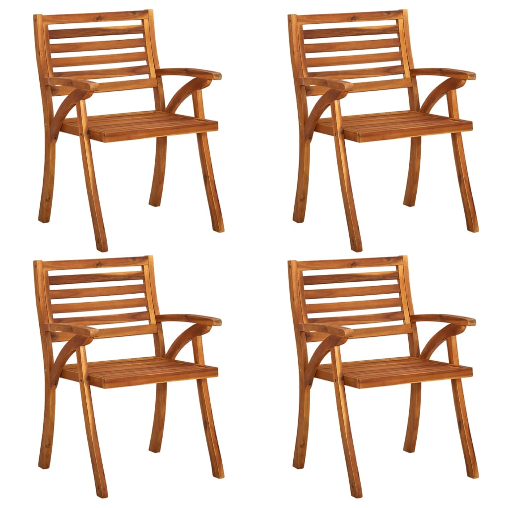 Chaises de jardin 4 pcs avec coussins en bois d'acacia massif